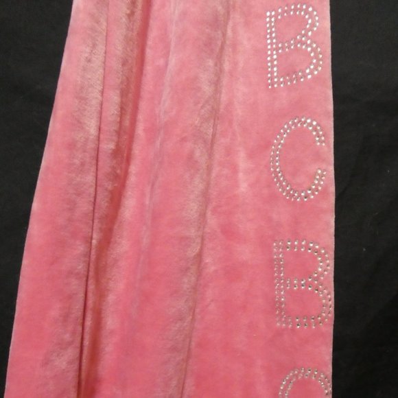 BCBG MAX AZRIA | large | Y2K Extremely Soft Pink Velour Pants | Sequin Letters - Picture 5 of 16